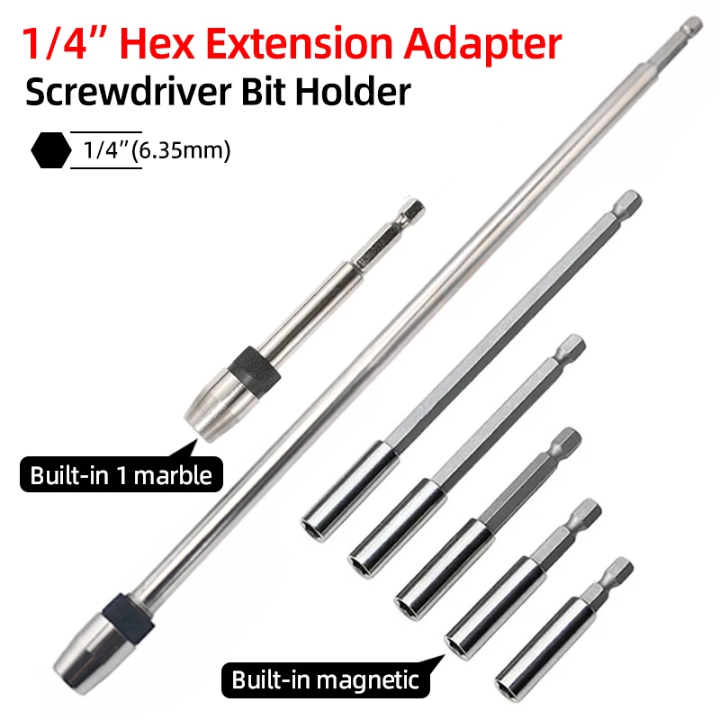 

6 Size Extension 1/4 Hex Screw Socket Holder Adapter Magnetic Screwdriver Impact Driver Drill Bit Tool Quick Release Tools