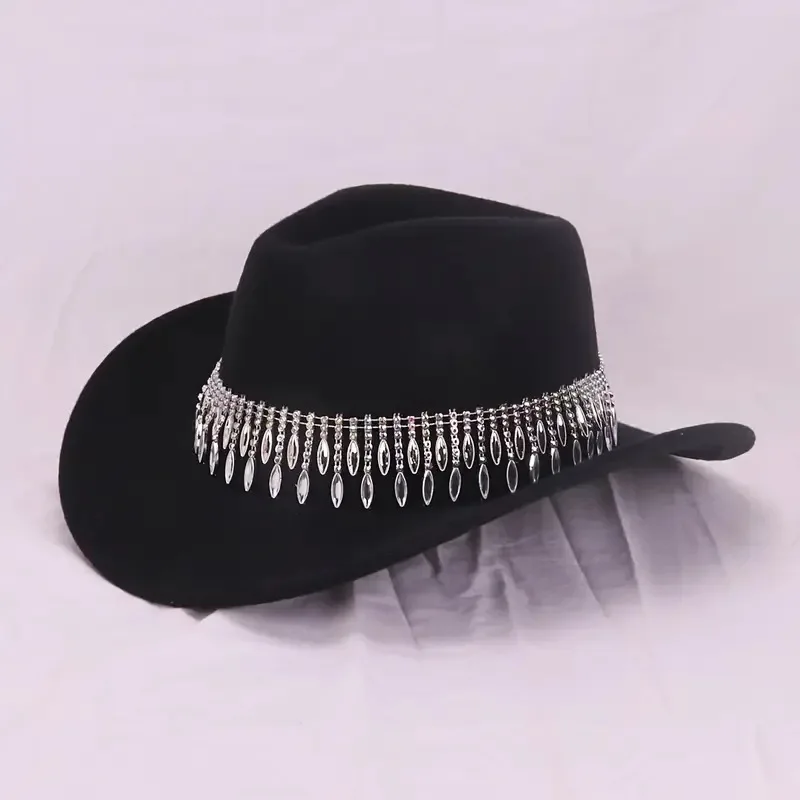 HongLuan Western Cowboy Hat Strass Homme - Vintage Cowboy Accessoires & Country Cowgirl Chapeaux pour Dames Adultes Femme