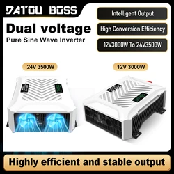 DATOUBOSS Pure Sine Wave Inverter 3000W 3500W Home Factory Use 12V 24V Ship Modification Real Power Dual Plug  EU LED Display