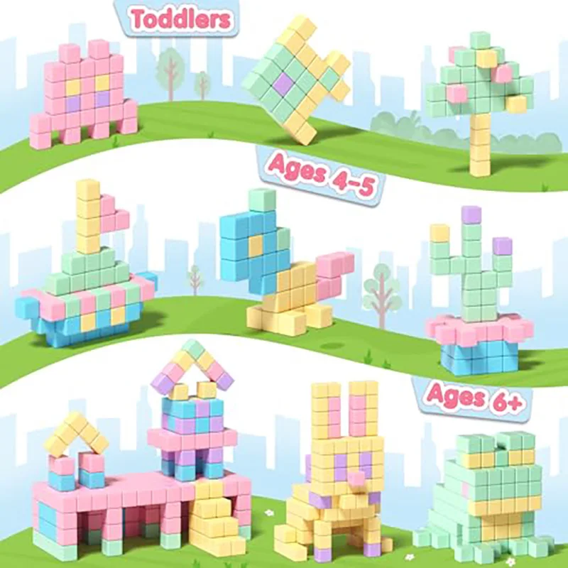 Décennie s de construction magnétiques pour tout-petits, jouets pour filles, blocs de construction magnétiques, mentaires oriel STEM, jouets d'extérieur pour garçons et filles de 4 à 6 ans, 45 pièces