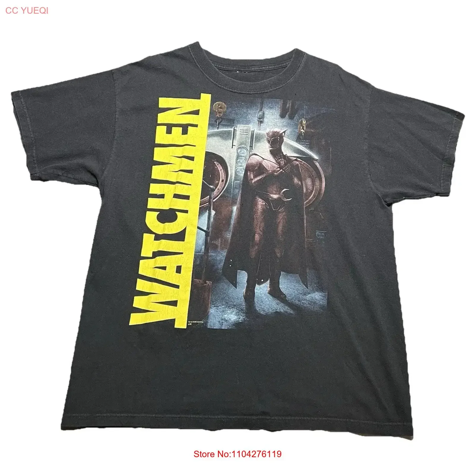 Camiseta promocional de la película Watchmen Nite Owl de 2009, talla L, con efecto desgastado, 23 x 26.5, estilo vintage, ropa de diseñador, gráfico informal