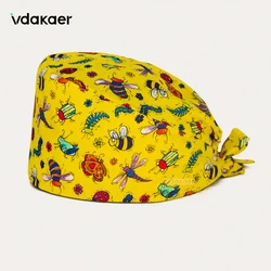 Surgical cap with cartoon prints laboratory pet grooming Scrub Cap 100% cotton Dentist Nurse Hat beauty salon nursing cap