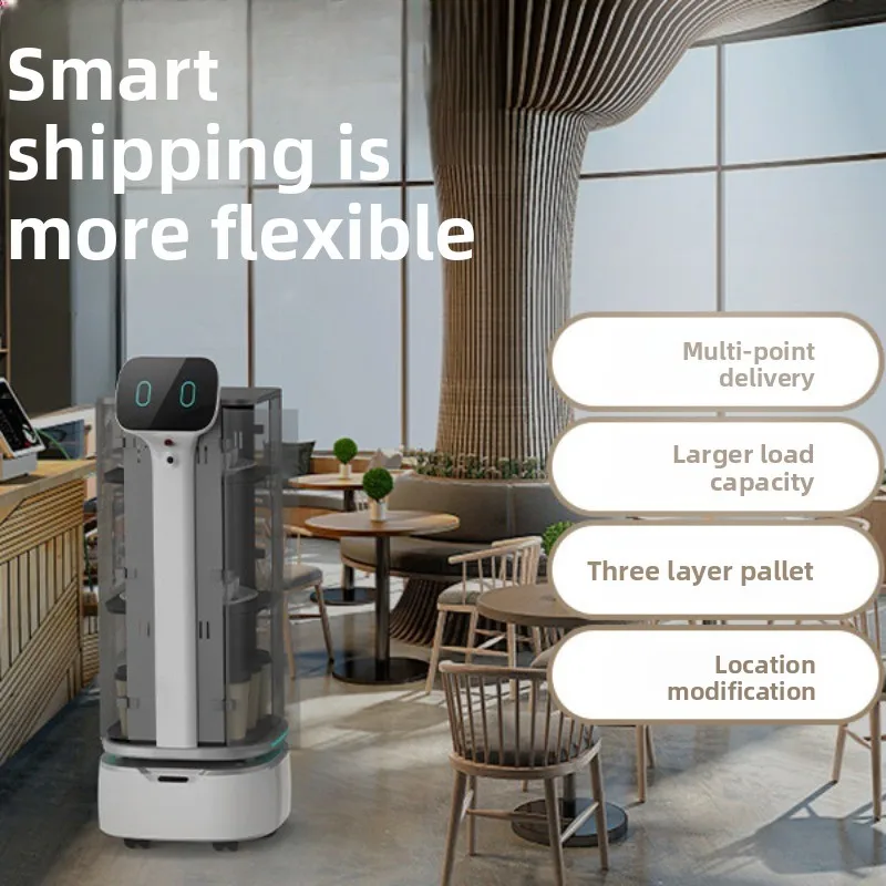 Intelligent food delivery robot, multi-layer food delivery in hotel restaurants, intelligent welcome dialogue