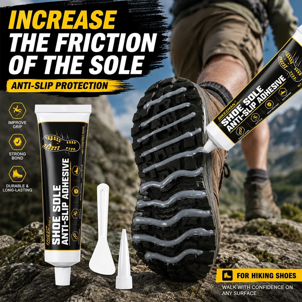 100ml Shoe Sole Anti-Slip Adhesive High Traction Grip Enhancer Wear-Resistant Sole Repair Glue Non-Slip Gel for All Footwear