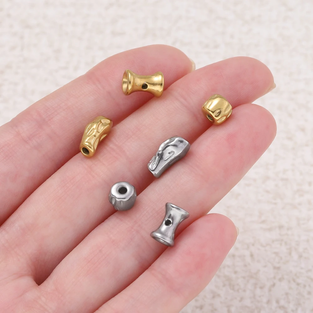 5/10 قطعة الفولاذ المقاوم للصدأ غير النظامية أنبوب خزر عازل الحفرة الكبيرة الخرز DIY بها بنفسك حساسة صنع المجوهرات سوار قلادة لوازم #6