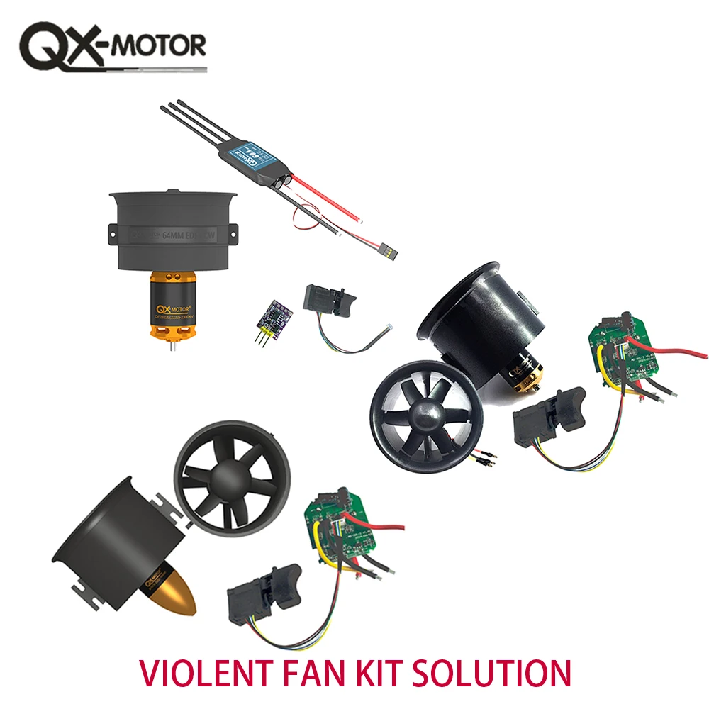 

QX-MFLU 50mm 64mm 70mm EDF brushless motor (CW/CCW) assembly parts, equipped with 1KW controller and switch components