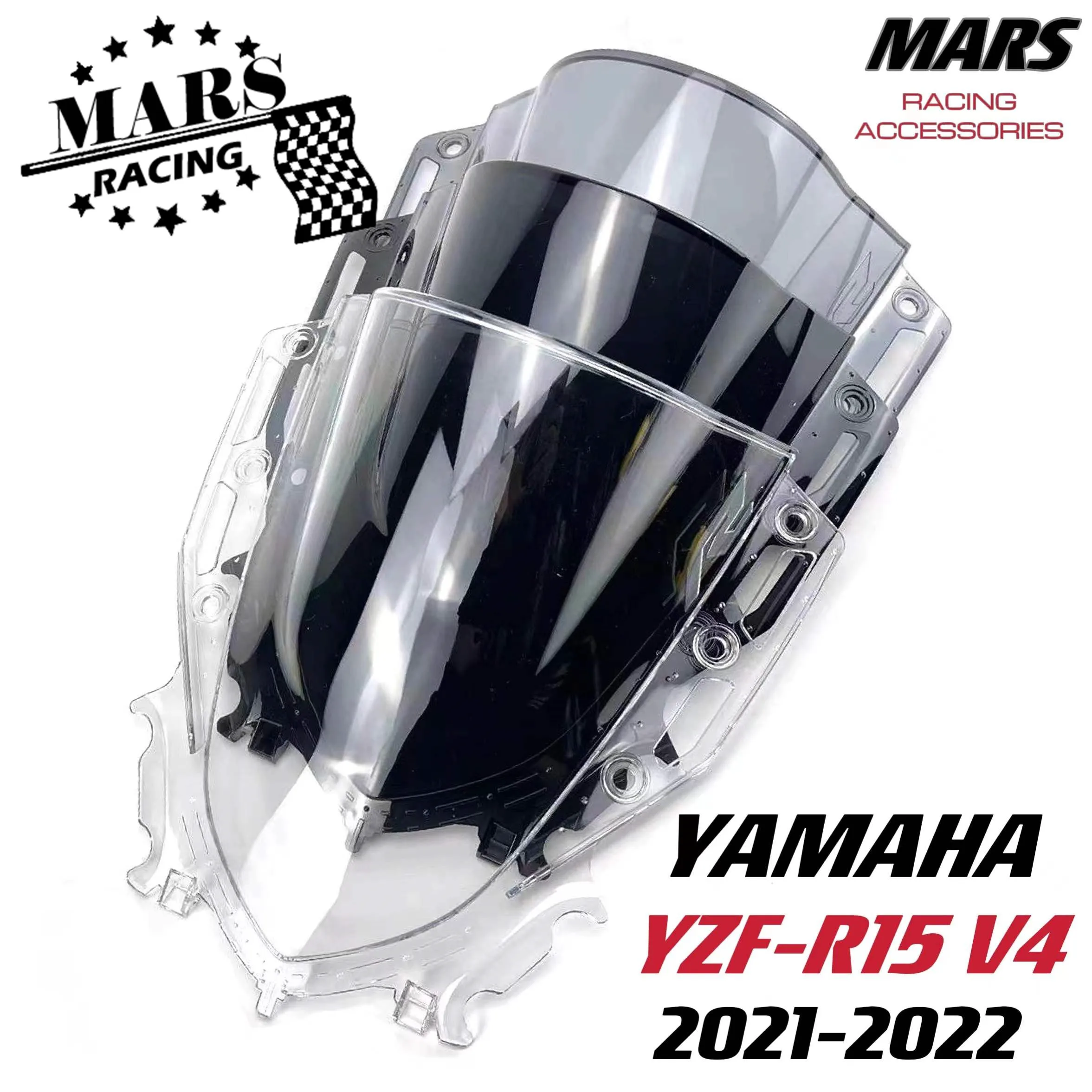 Visière de déflecteur avant de pare-brise noir pour moto, pour YAMAHA YZF-R15 V4 YZF R15 V4.0 2021 2022 yzfr15 v4