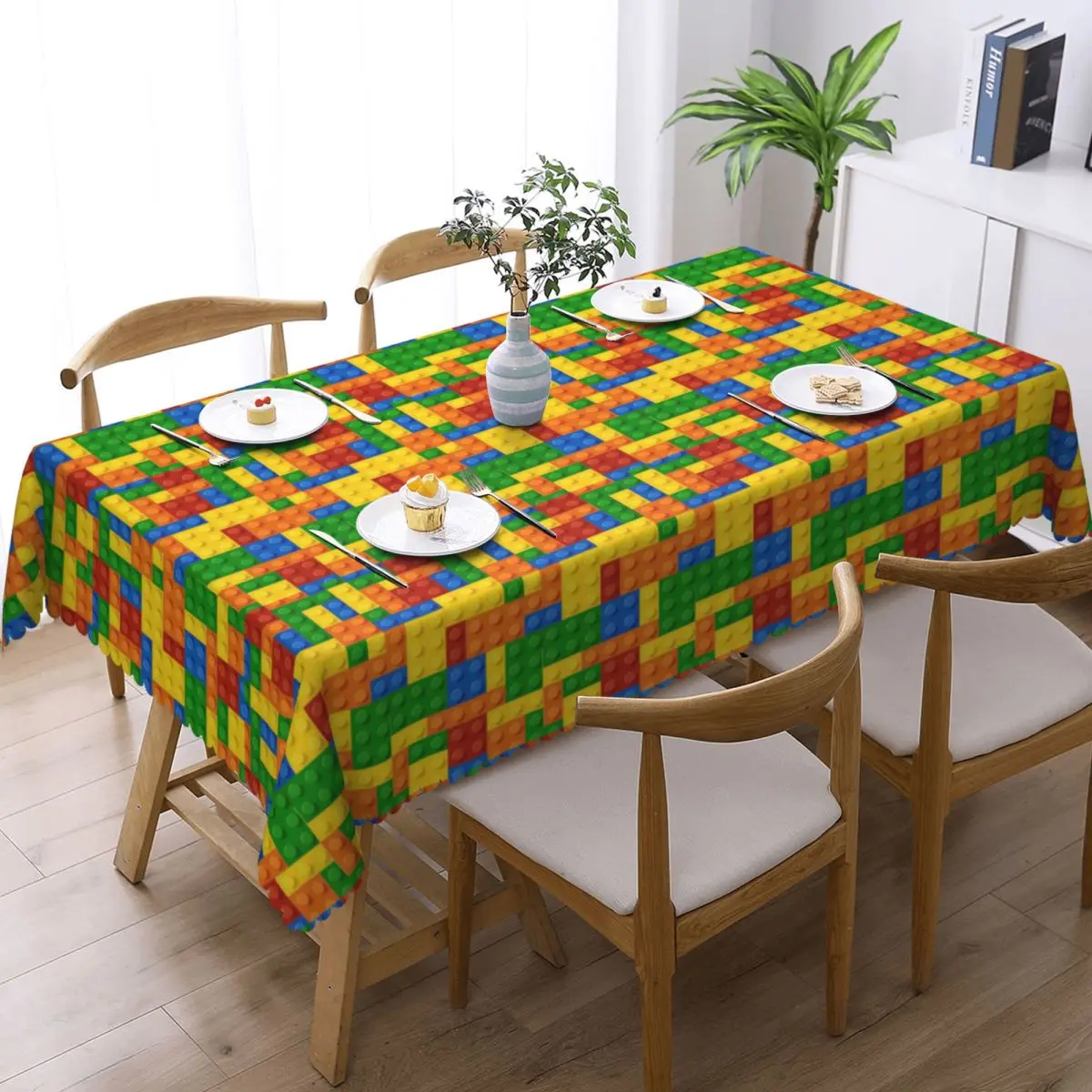 Colorful Bricks Tablecloth Restaurant Kitchen Rectangular Tablecloth Festival Decorations Tablecloth Outdoor Dining Table Cover