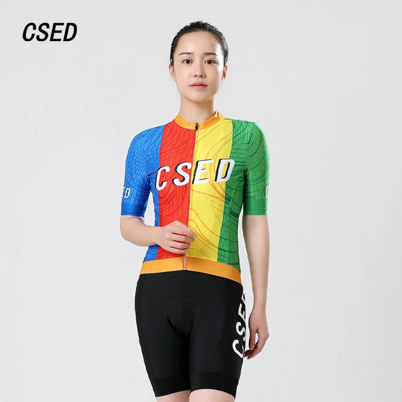 

CSED женский велосипедный трикотаж, дышащий топ с короткими рукавами для езды на велосипеде, летняя спортивная одежда, велосипедный свитшот, одежда для верховой езды