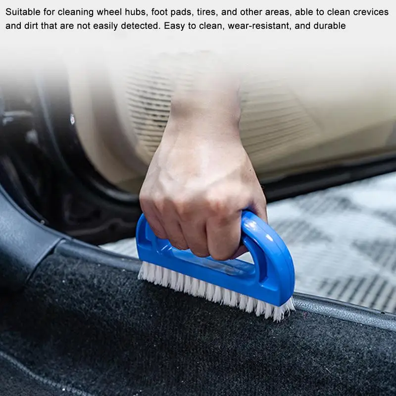 Tire Brushes For Cleaning Rims D Shape Fine Bristle Detail Brush With Curved Handle Anti Slip Wheel Cleaning Scrubber Quick