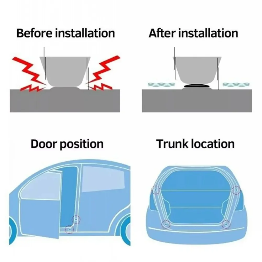 Auto Deur Schokdemper Pads Buffer Bumper Anti-Botsing Schokabsorberende Pakking Voor Automatische Geluidsisolatie Zelfklevende Stickers