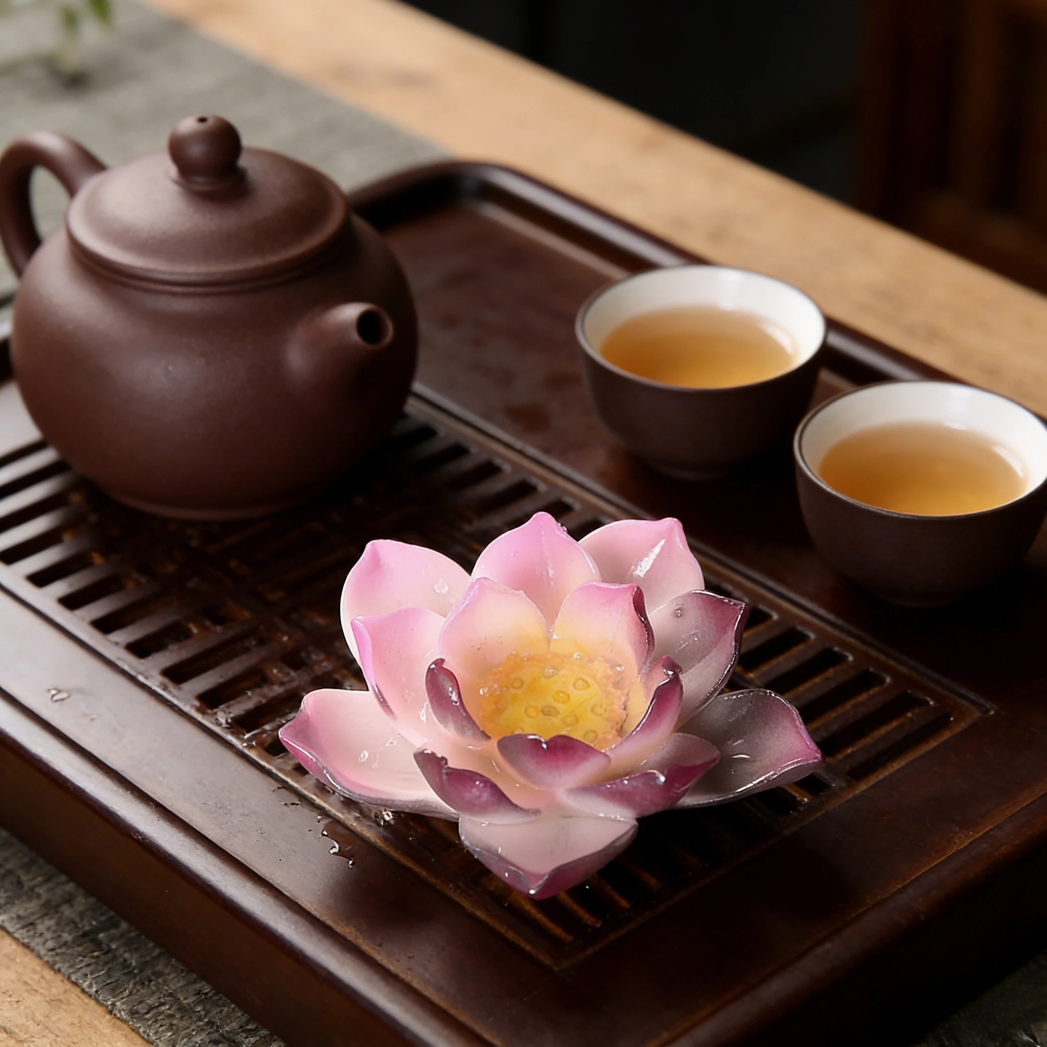 

Lucky Lotus Color Changing Tea Pet Feng Shui Art Ornament Traditional Tea Ceremony Decor Sculpture Modern Art Home Office Gift