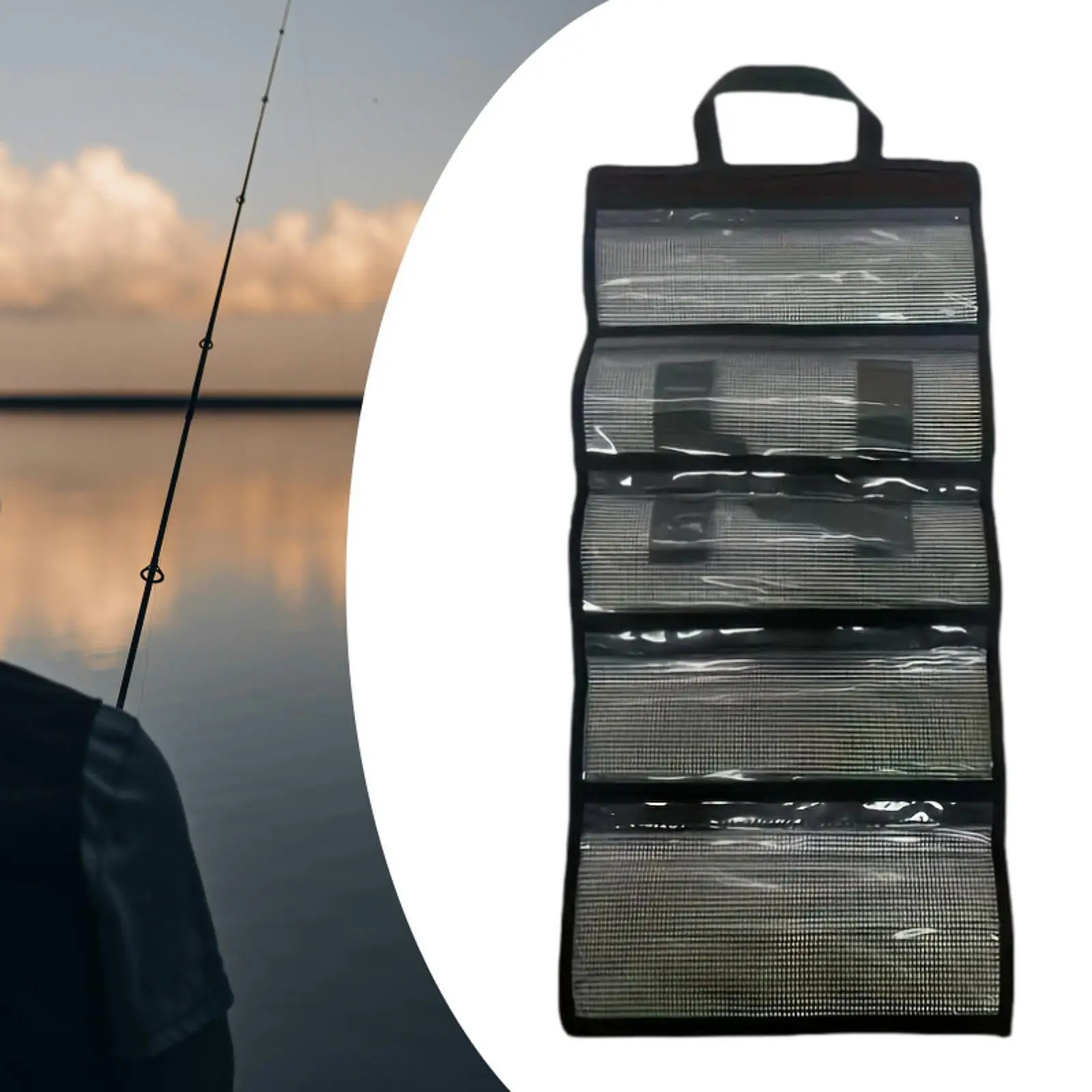 

Roll Lure Bag Portable Folded Lightweight with Handle Waterproof Lure Protector PVC Cover for Saltwater Freshwater