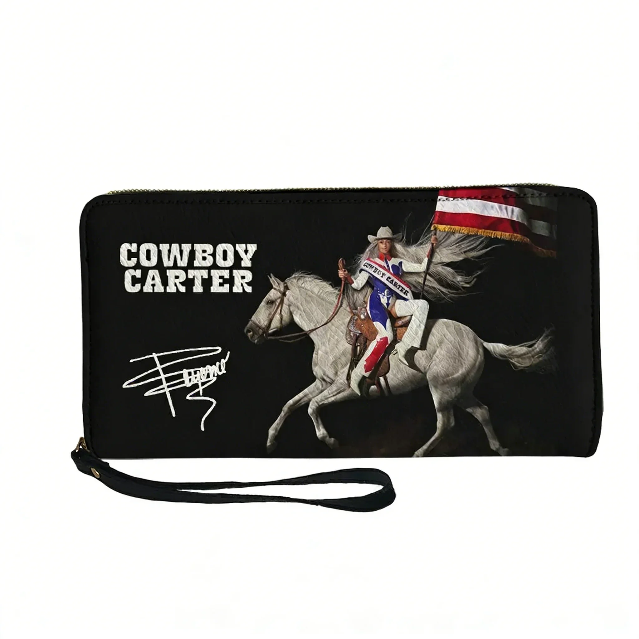 

Кошелек-портмоне Beyonce Custom Wallet Purse Rock Cowboy Carter для мужчин, женщин и подростков, длинный кошелек на молнии с двойным принтом, портативный кошелек, подарочная сумка