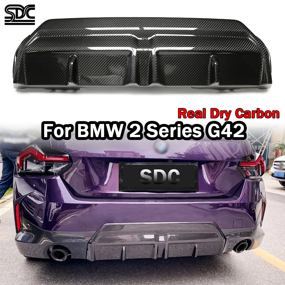 

M240i Real Dry Carbon Fiber Rear Diffuser For BMW 2 Series G42 Coupe 2022+ Full Carbon Fibre Rear Bumper Diffuser Lip MP Style