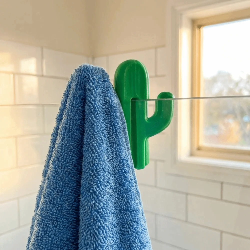 

5PCS Multifunctional Cactus Door Clip Hooks Plastic Adjustable Shower Hooks Space Saving No Drilling Installation