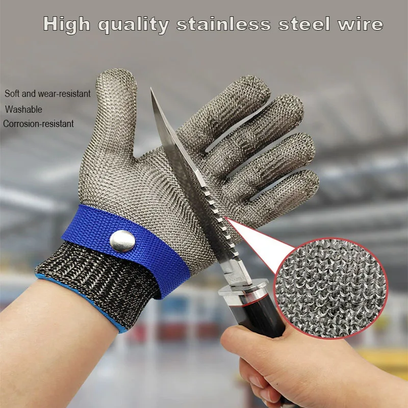 ANSIA5 Anti-cut Gloves Safety Cut Proof Stab Resistant Stainless Steel Wire Metal Mesh Butcher Protect Meat Cut-Resistant Gloves