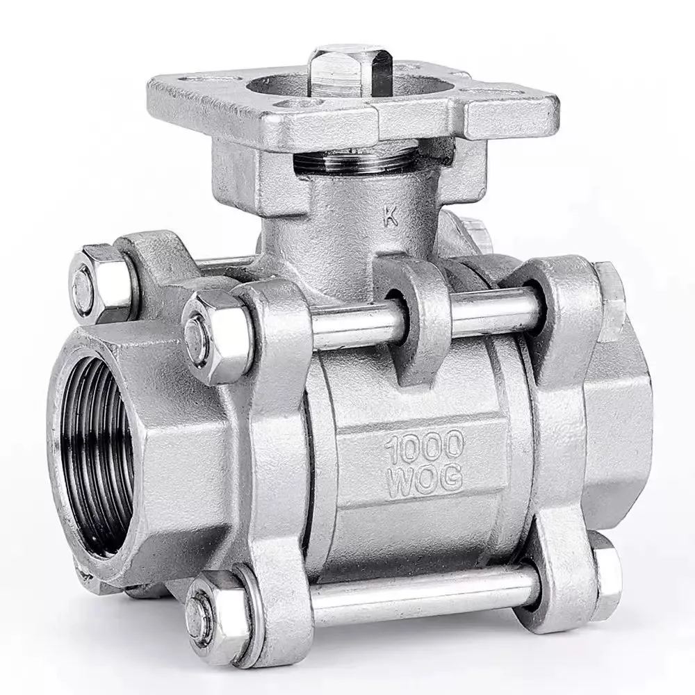 Three Piece High Platform Ball Valve DN15-50 SS304 Stainless Steel Internal Thread High Temperature Corrosion Resistance for Ind