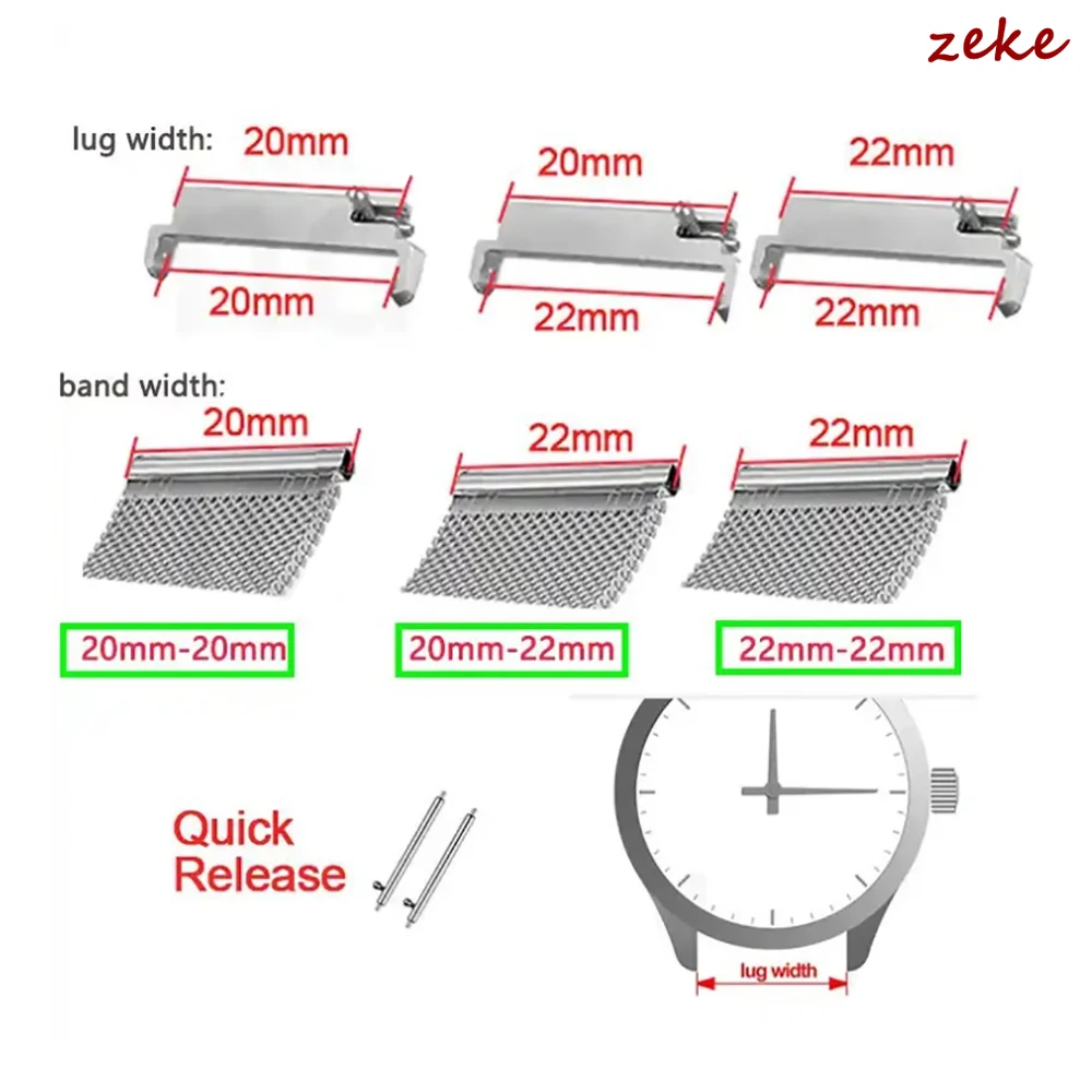 1Pair Watch Strap Adapter 18mm To 20mm 22mm,20mm To 18/20/22mm,22mm To 22mm Quick Release Pins Connectors Watch Band Accessories image 6