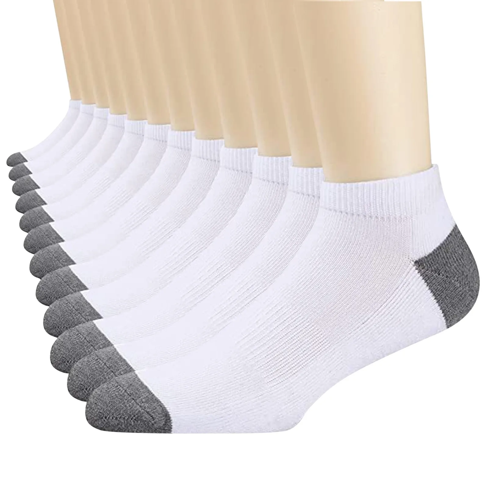 

12 Pairs Men Contrast Color Socks Cotton Blend Spring Summer Thin Breathable Ankle Socks Casual Daily Low Cut Hosiery
