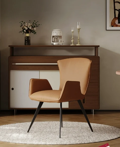 Light Luxury Leather Armchairs Modern Minimalist Dining Chairs High-End Leisure Backrest Restaurant Chairs For Home Office Use