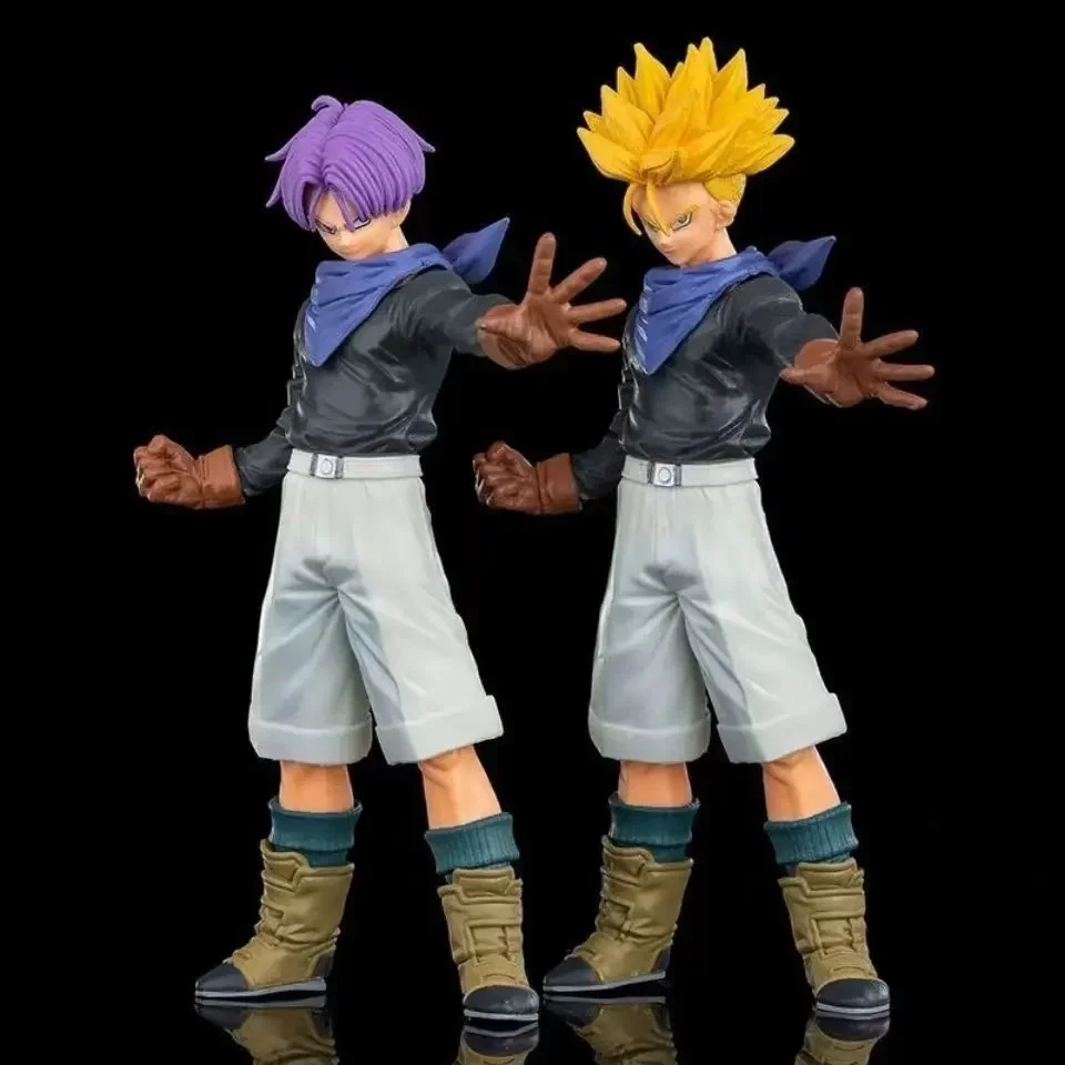 Dragon Ball GT Ultimate Warrior Styling Tranx pelo morado pelo azul 19cm Saiyan posición de pie modelo de mano ornamento