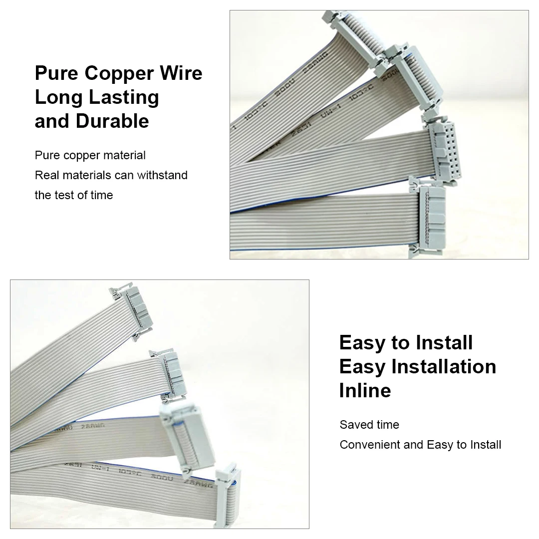 10Pcs 16P Butterfly Buckle Ribbon Cable Data Signal Connection Cable Single Dual Color LED Full Color Universal Copper Cable