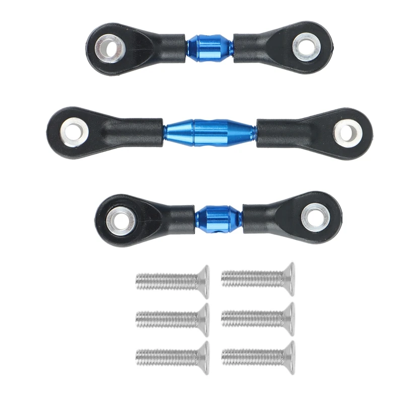 Barra de dirección de Metal para coche de control remoto Tamiya TT01 1/10, varilla de enlace, accesorios de actualización, azul, 3 piezas