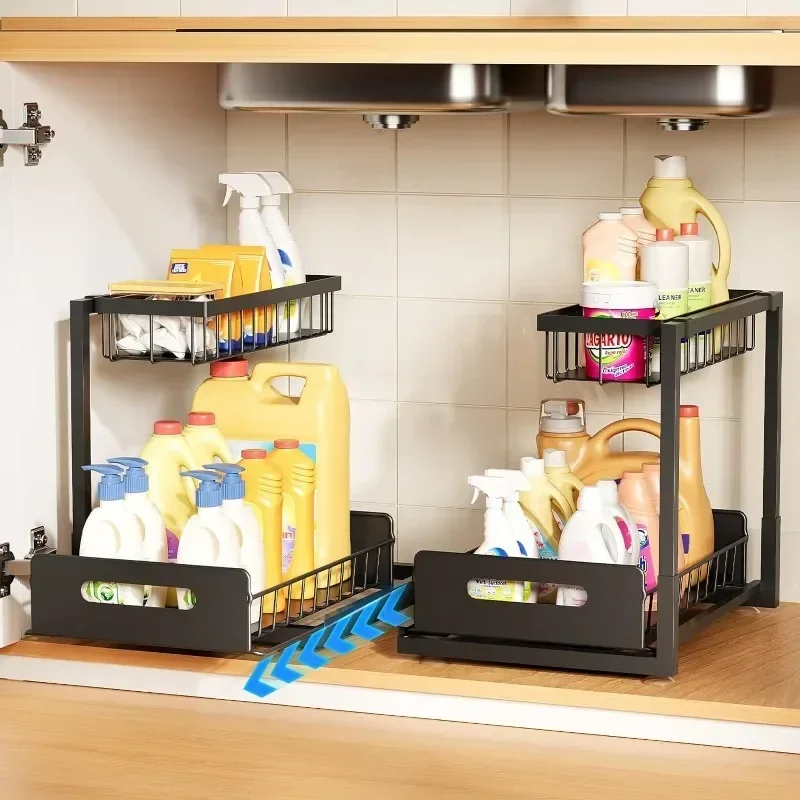 Under Sink Organizer ,Metal Pull Out Cabinet Organizer Shelf