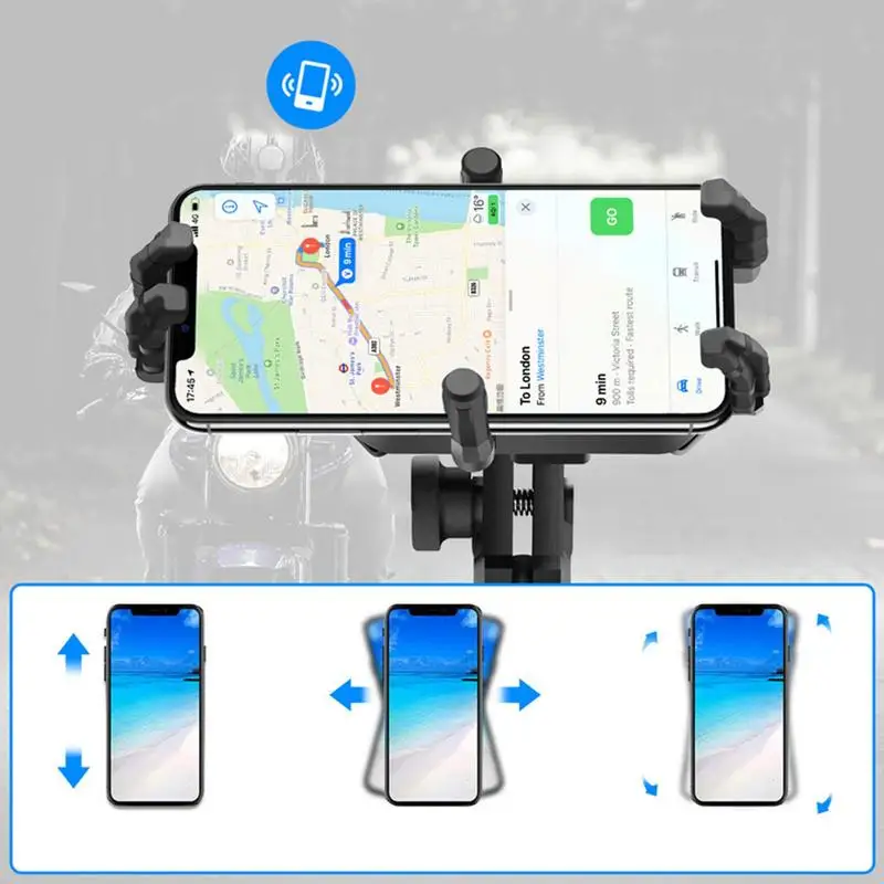 

Motorcycle Phone Holder Anti-Shake Bicycle Cell Phone Mount With Rainproof Hat 360 Rotatable Handlebar Phone Holder For Bike