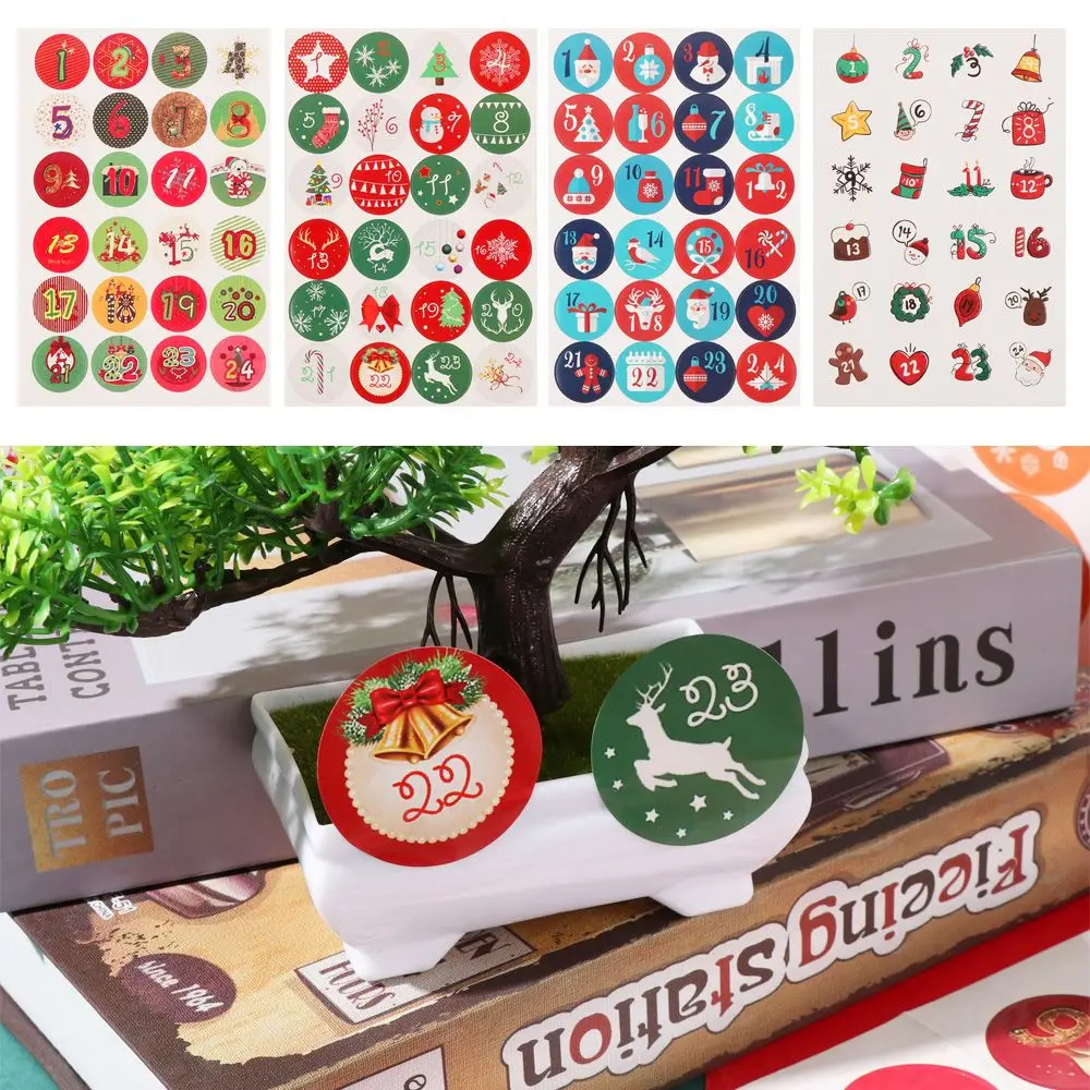 DIY Multi-Function Gift Packaging Merry Christmas Number Stickers Paper Stickers Advent Calendar Adhesive Label