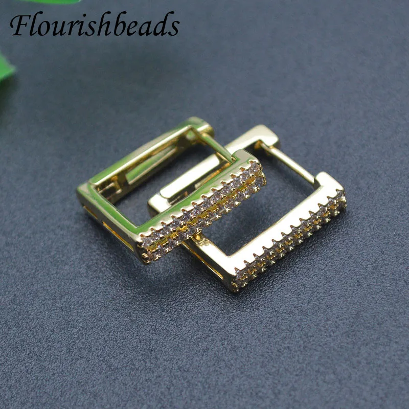 

15x16mm Geometric Gold Color Earring Hooks CZ Beads Paved Leverback Earwire for DIY Woman Handmade Jewelry Making 20pcs/lot