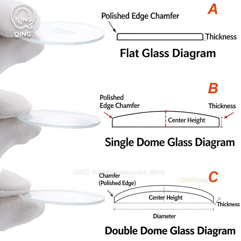1.2mmThick Watch Glass Sapphire Replacement Double Dome AR Blue Diameters 28mm-38.5mm Transparent Crystal Watchmaker Accessories
