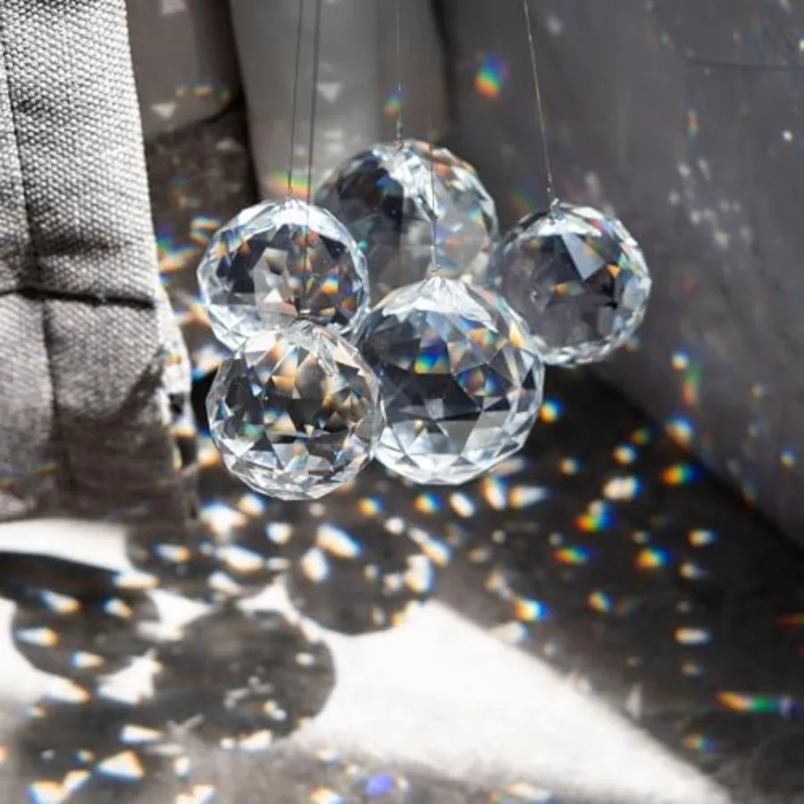 15pcs 30mm Clear Crystal Ball Prism Suncatcher for Window Hanging Rainbow Maker Sun Catchers Indoor Windows Chandelier Crystals