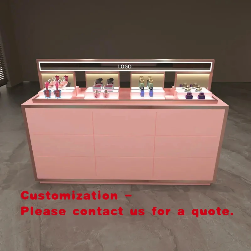 Expositor de perfumes personalizado y elegante, decoración de tienda árabe, vitrinas de cosméticos para pared de listones, sala de exhibición de perfumes
