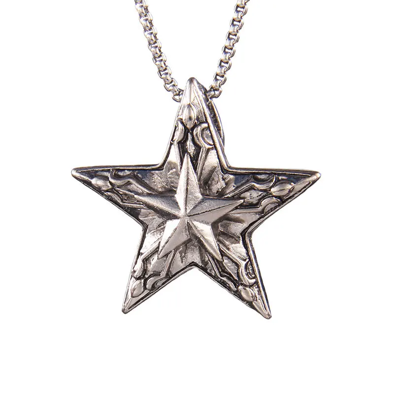 European and American fashion personality trend creative retro multi-layer pentagram necklace for male and female couples, cool