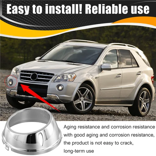 Lámpara antiniebla del parachoques delantero de la cubierta del anillo cromado para mercedes-benz W164 Ml63 AMG A1648853022 derecha-ABQF