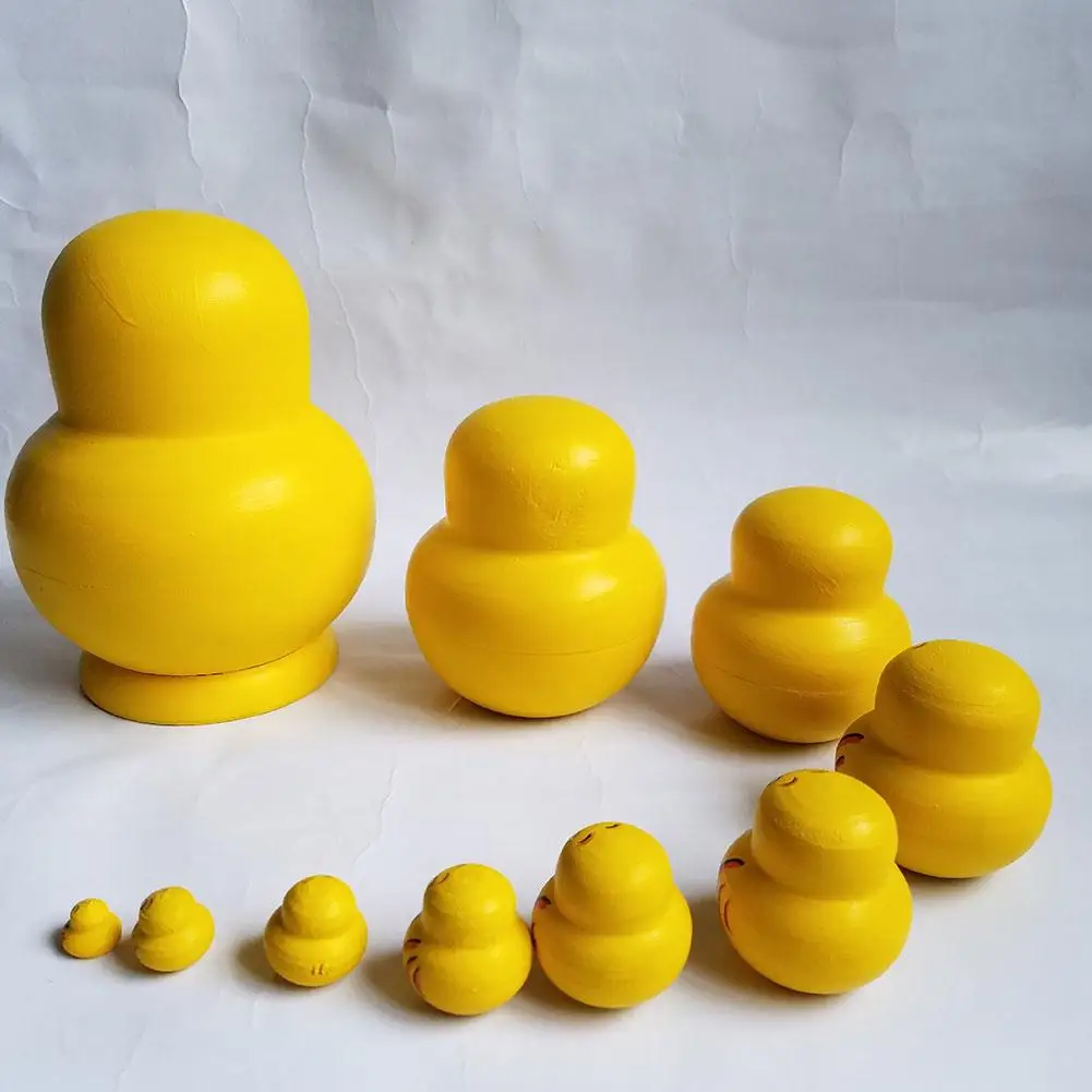 Poupées russes gigognes pour enfants et adultes, canard jaune mignon, jouets faits à la main, artisanat d'art, bureau D, H1D4, 10 couches