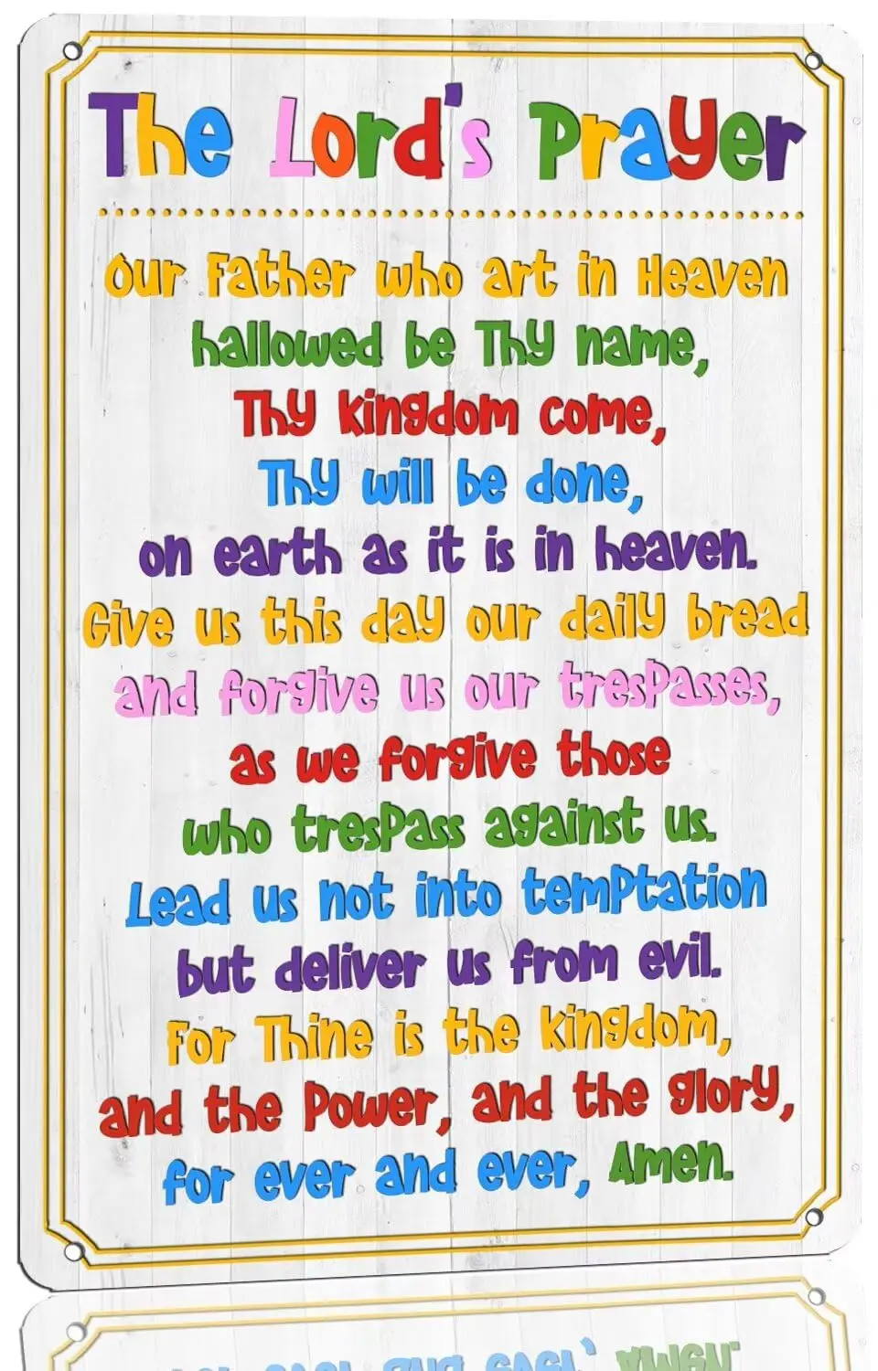 The Lord;s Prayer Metal Sign Our Father Prayer Wall Decor Religious Bible Study Scripture Wall Poster for Church Classroom Girls