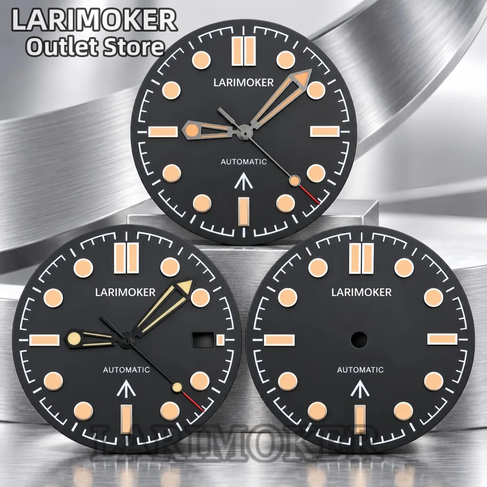 LARIMOKER 31mm Watch Dial With Hands Fit for NH35A ETA 2824 Miyota 8215 821A DG2813 3804 Movement Date Luminous Dial