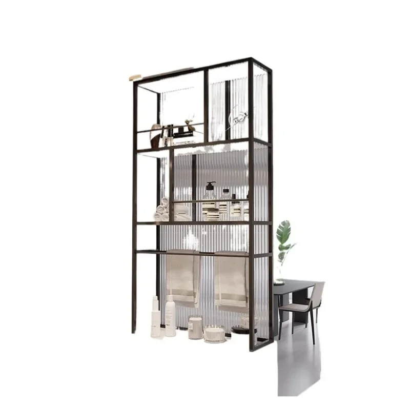 Glass bathroom half wall screen partition cabinet modern simple entrance living room dry area washing table rack
