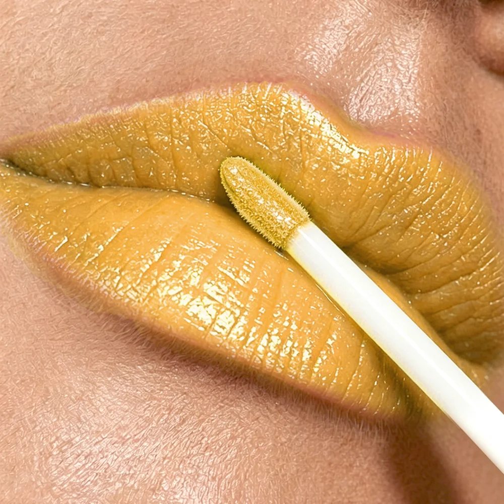 3PCS Golden Yellow Lip Glaze Metallic Pearl Shimmer Lip Gloss Glossy Sparkle Liquid Lip Makeup for Women