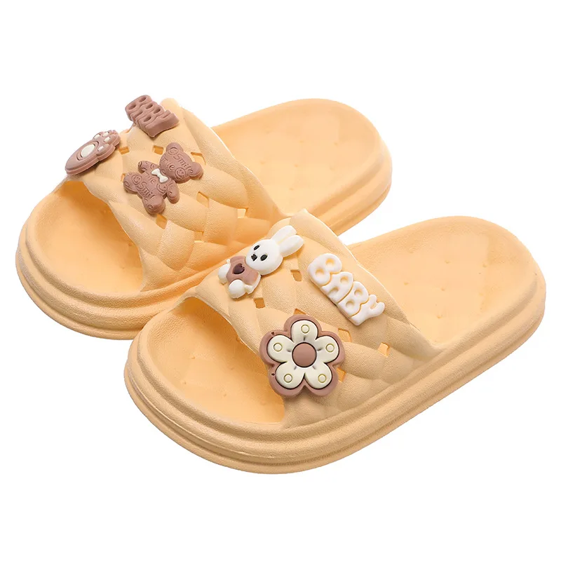 New Summer Children's Girls Slippers Cute Cartoon Bear Rabbit Soft Slippers Breathable Non-Slip Home Beach Boys Slippers Kids