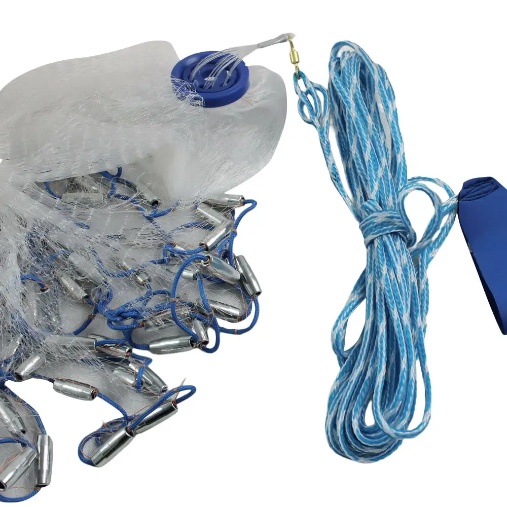 10ft/ 14ft/ 18ft/ 22ft Handmade Saltwater Fishing Cast Net with Sinker, Cast Fishing Net Spin Network Bait Fish Net Old Salt Pre