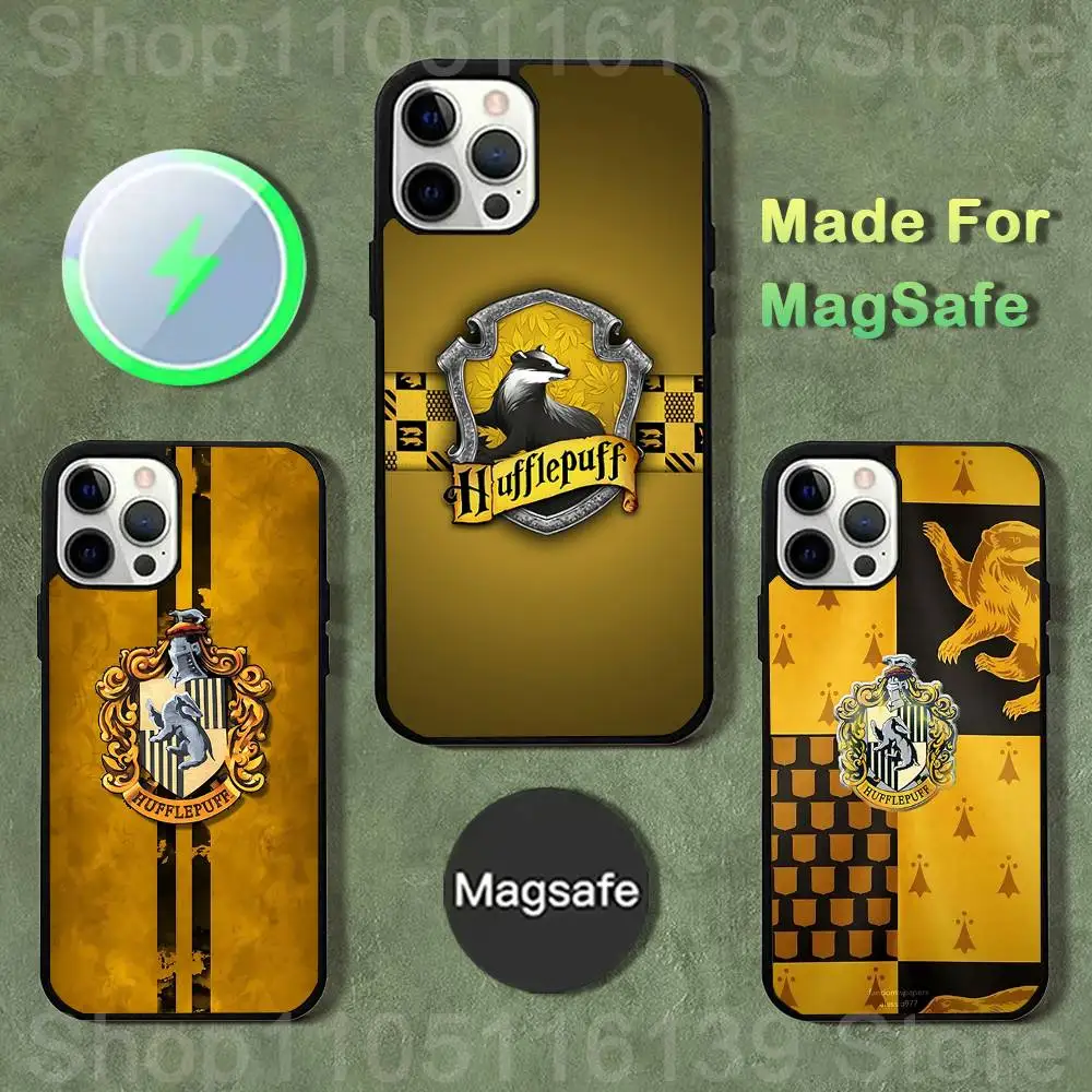 

Cool H-Hufflepuff Crest Phone Case For iPhone 17,16,15,14,13,12,11,Pro,Max,Plus,Mini,SE4,E Magnetic Magsafe Wireless Charging