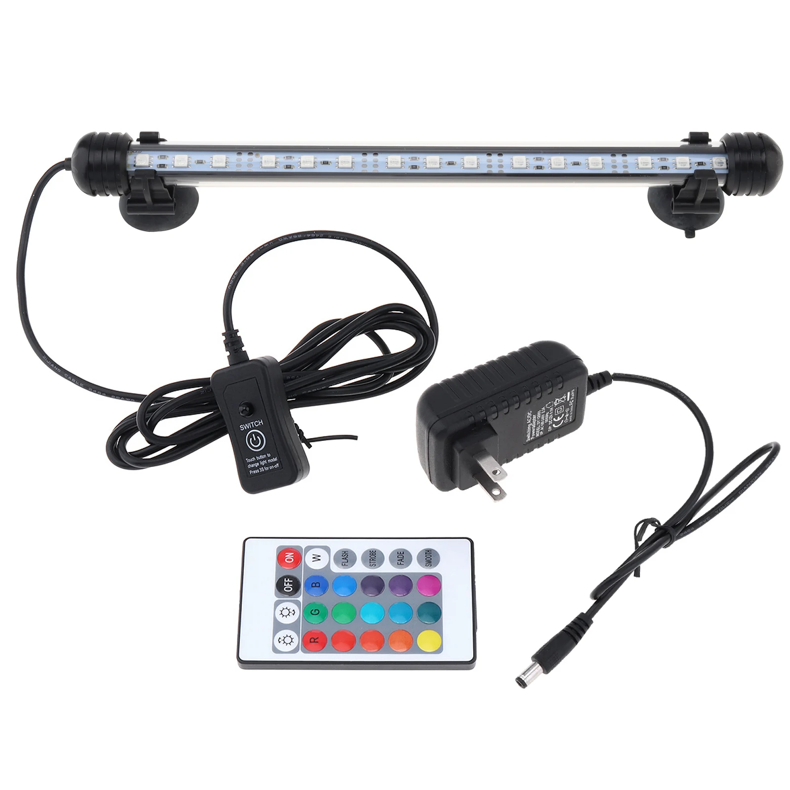 18-62CM Aquarium Fish Tank LED Light 5050 SMD RGB Submersible Waterproof Strip Light with Remote Control