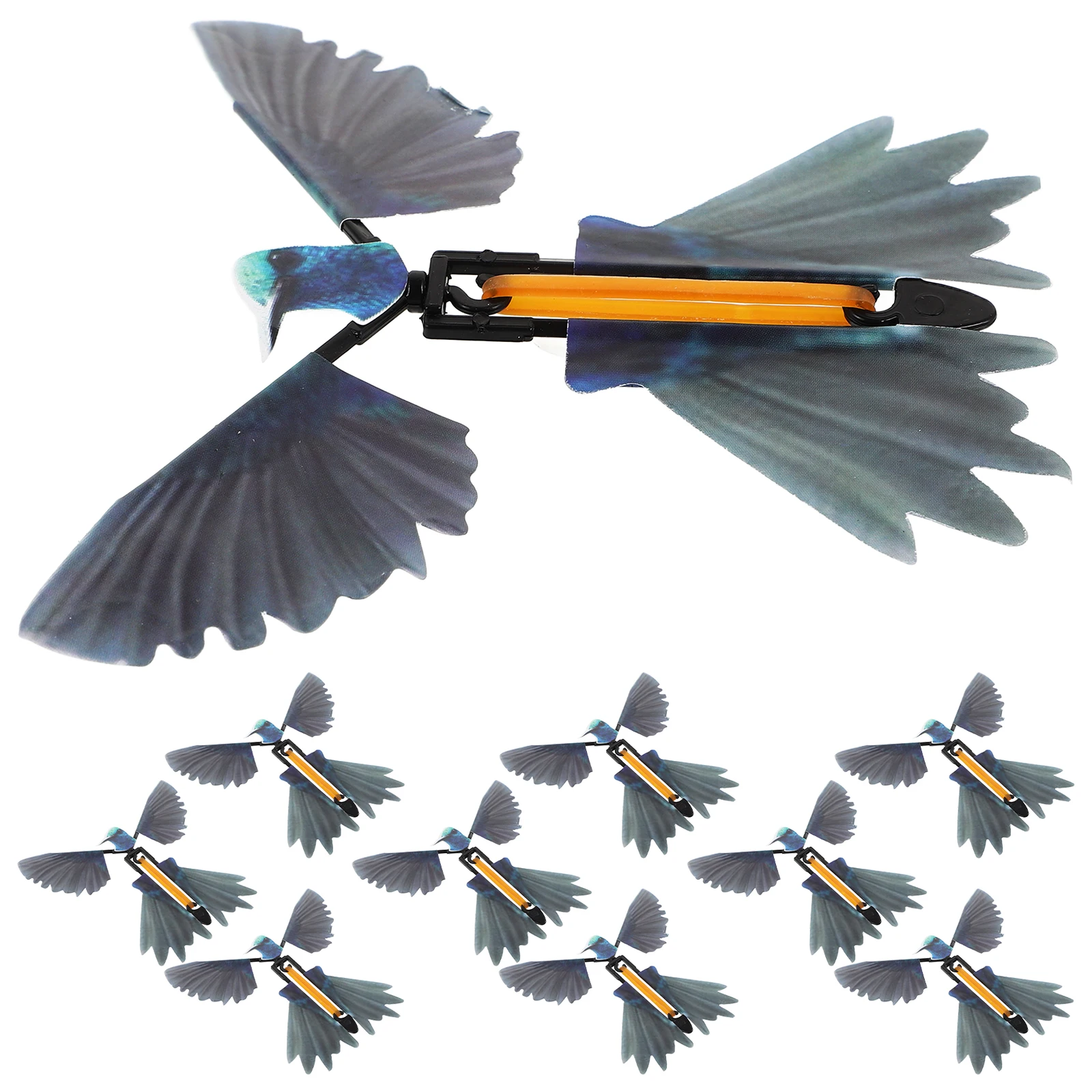 10개 허밍버드 소품 고무줄 동력 비행 조류 파티 선물 축제 공연 장난감 무대 소품