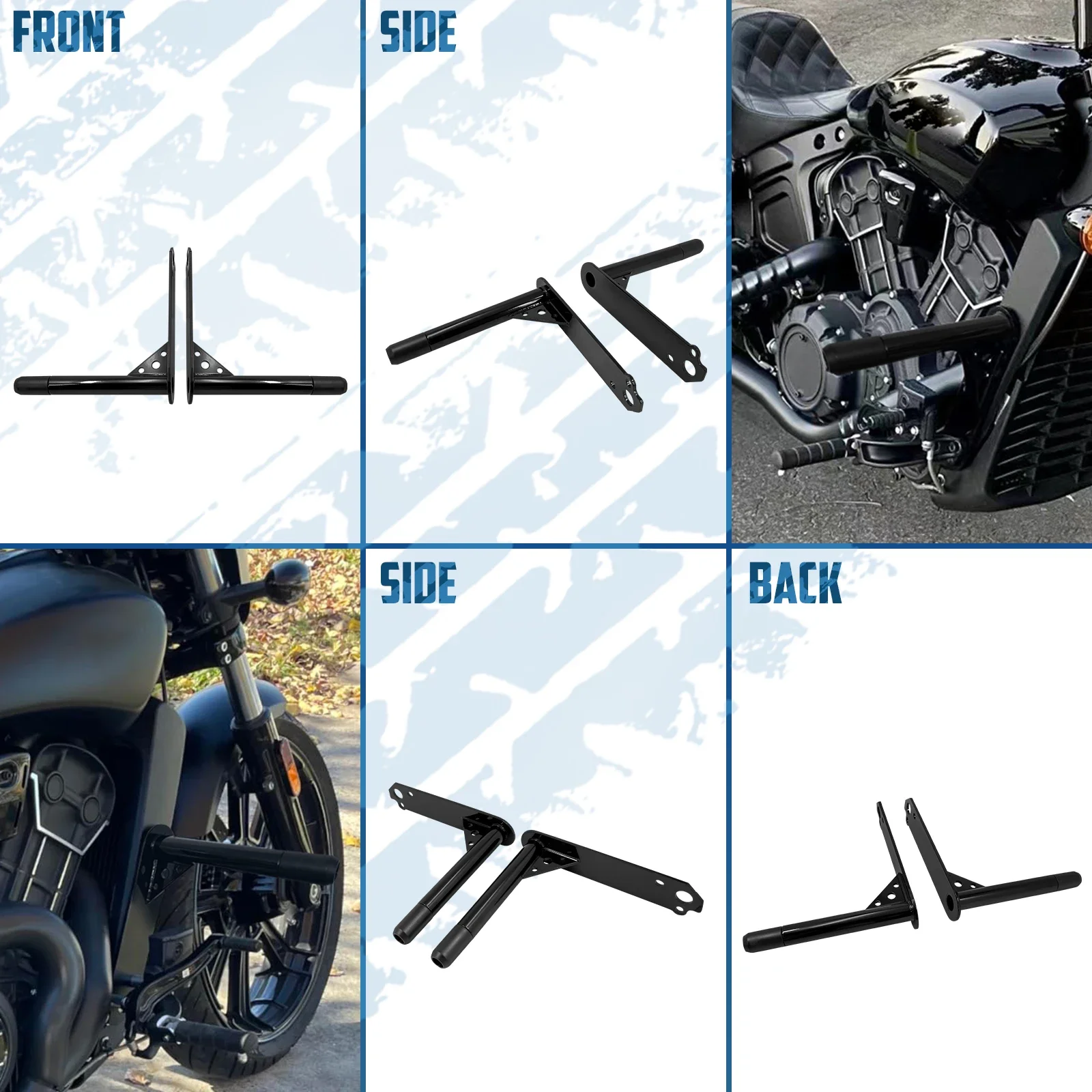 Motorcycle Front Crash Bars Highway Engine Guard Falling Protectors For Indian Scout 2014-2024 Scout Bobber Gloss Black Bumper