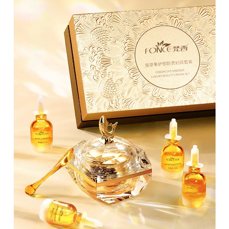 FONCE-Cordyceps Sinenis Luxo Beleza Creme Set, Hidratante, Encolhendo Poros, Oil-Control, Clareamento, Coréia Face Skin Care Set