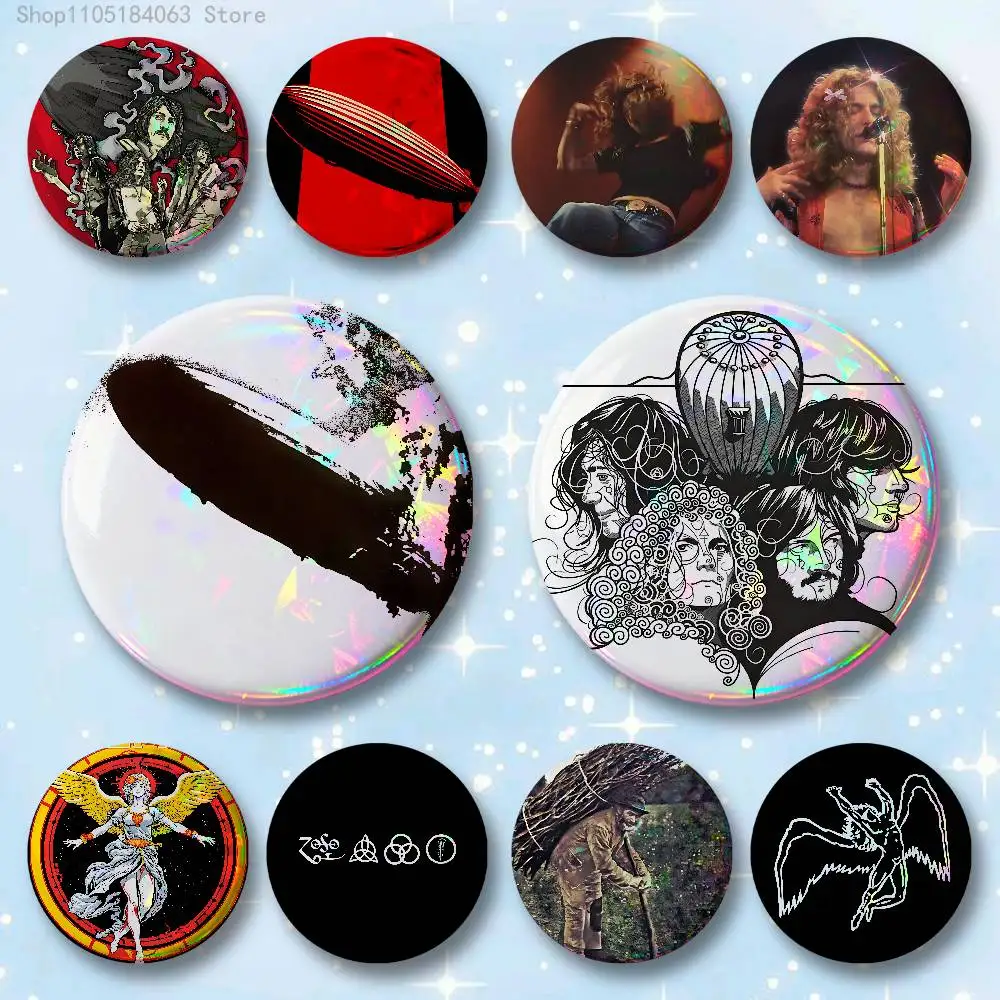 

L-Led Z-ZeppelinES Badges 25 32 44 58 75 mm Round Cosplay Pin Bag Decor Fans Collect Friends Gifts Brooch Souvenir